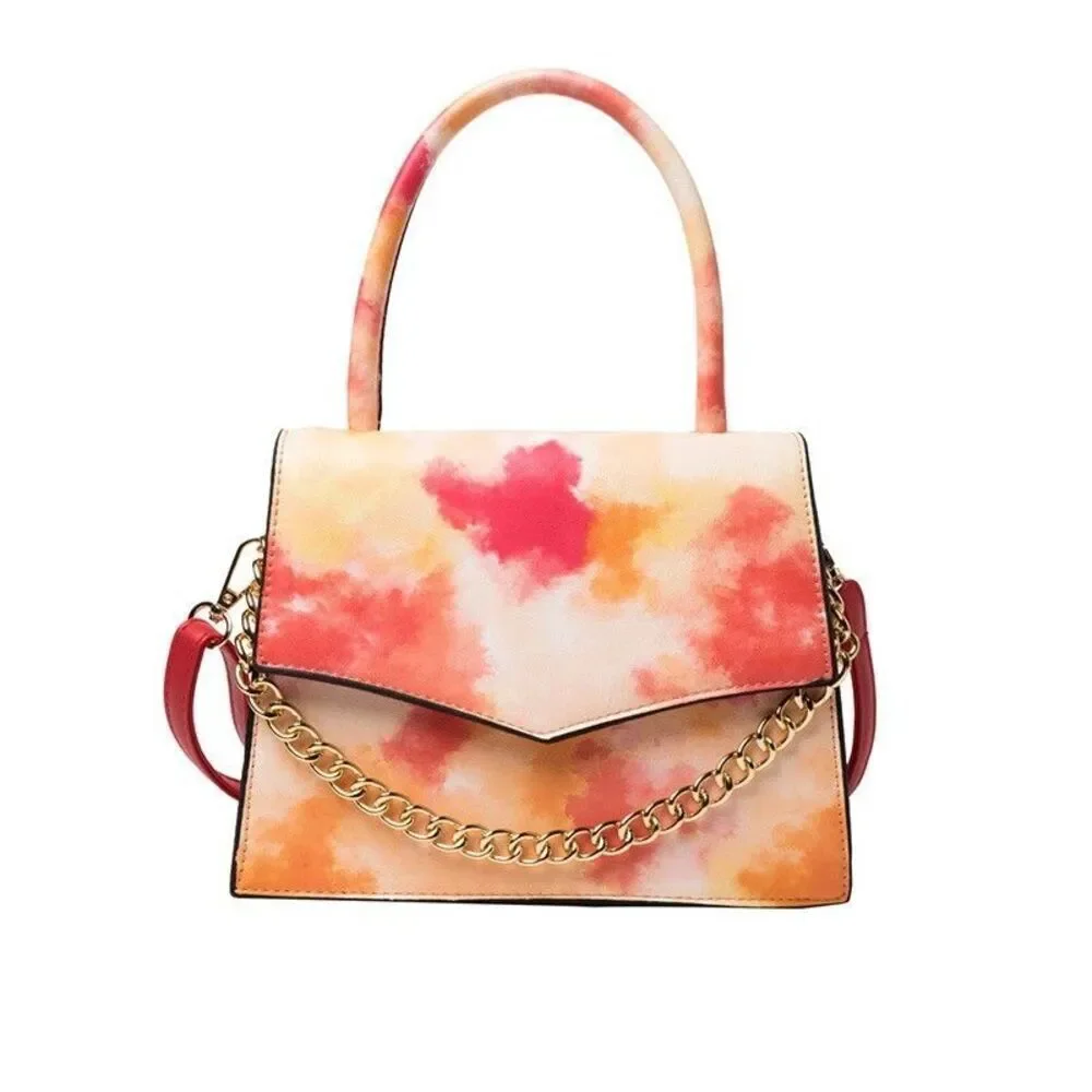 Trendy Peach Tie Dye Multi Color Fancy Shoulder Bag Satchel